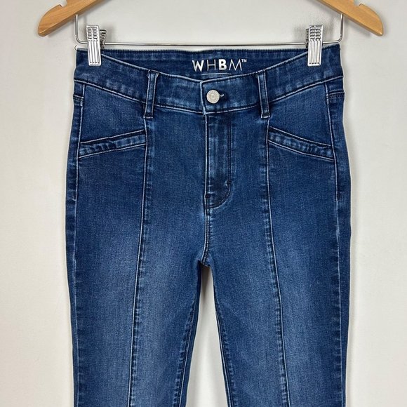 WHBM Boot Leg Seamed Front Jeans Size 2 Blue Denim Trouser Women's - Picture 2 of 5